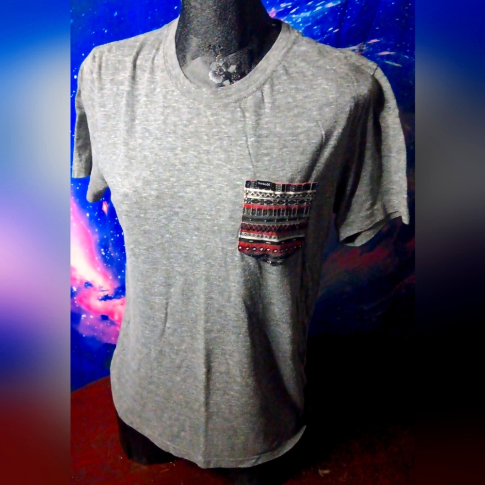 Hurley Grey Pocket Tee | Minimalist Skatewear Top | Casual Street Style
